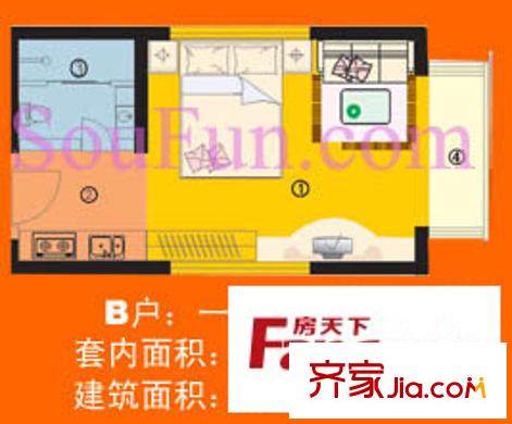 新興港灣 1室 戶型圖