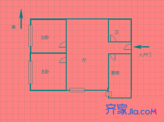 西部京閩茶城 戶型圖 2室1廳1衛(wèi) 