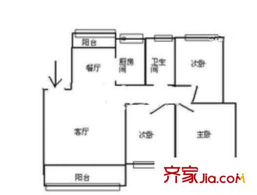 海聯(lián)小區(qū) 3室 戶型圖