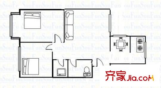 紫薇花園 2室 戶型圖