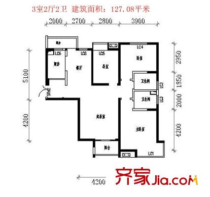西市佳園戶型圖戶型圖 3室3廳2衛(wèi)1廚