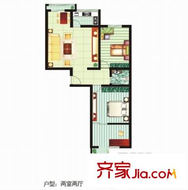 恒大嘉里公館 戶型圖 2室2廳1衛(wèi) 113平方米