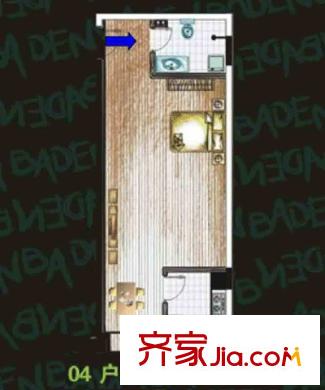 車城溫泉花園戶型圖04戶型 1室1廳1衛(wèi)1廚