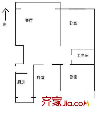 頤馨花園 戶型圖 3室2廳1衛(wèi)