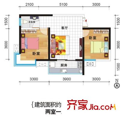 昆明花園戶型圖戶型圖 2室2廳1衛(wèi)1廚