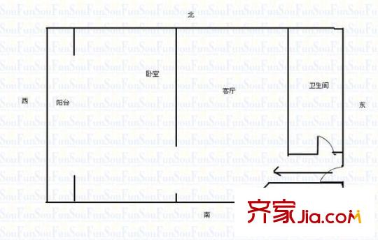 驪馬豪城 1室 戶型圖