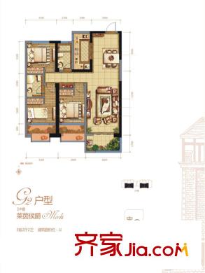 偉業(yè)公館3號(hào)樓G2戶型 3室2廳2衛(wèi)1廚