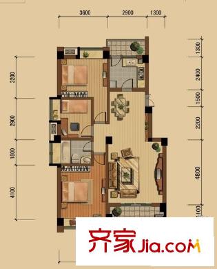 紫薇城市花園 戶型圖 3室2廳2衛(wèi) 