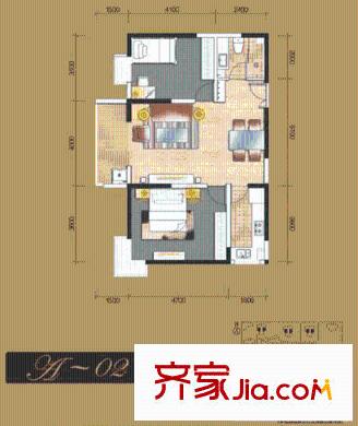 新興駿景園二期戶(hù)型圖A-02戶(hù)型 2室2廳1衛(wèi)1廚