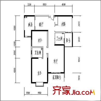 曲江觀山悅140.44平戶型圖 3室2廳2衛(wèi)1廚