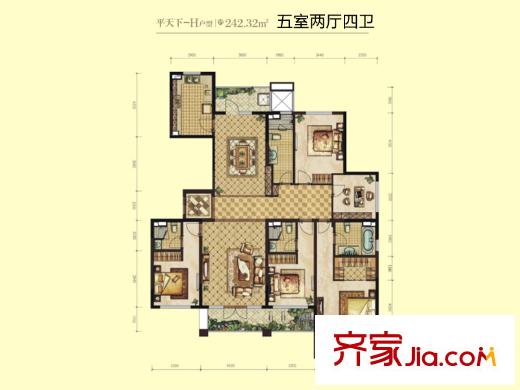 曲江公館和園平層10#H戶型 5室2廳4衛(wèi)1廚