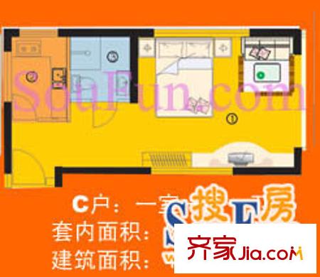 新興港灣 1室 戶型圖