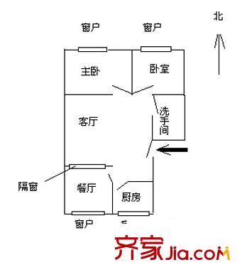 西部京閩茶城  戶型圖 2室2廳1衛(wèi)