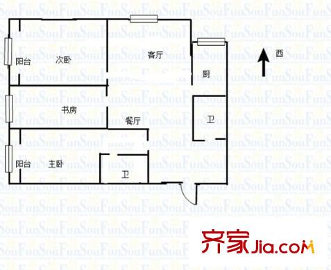 西部京閩茶城 3室 戶型圖