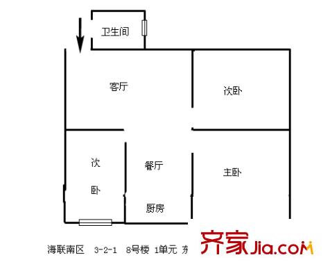 海聯(lián)小區(qū) 3室 戶型圖