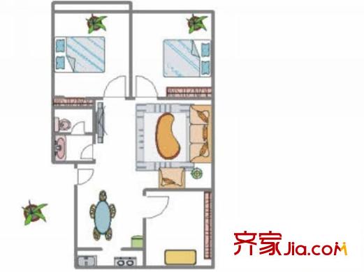 海聯(lián)小區(qū) 2室 戶型圖