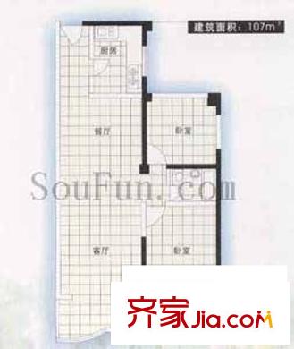 鑫泰園小區(qū)戶型圖2室2廳1衛(wèi)1廚