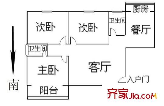 鑫泰園小區(qū) 3室 戶型圖