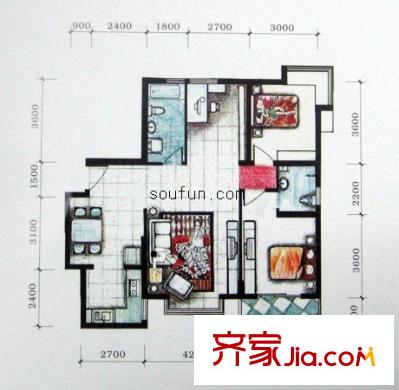 西雅圖翡翠城 2室 戶型圖