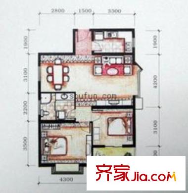 西雅圖翡翠城 2室 戶型圖