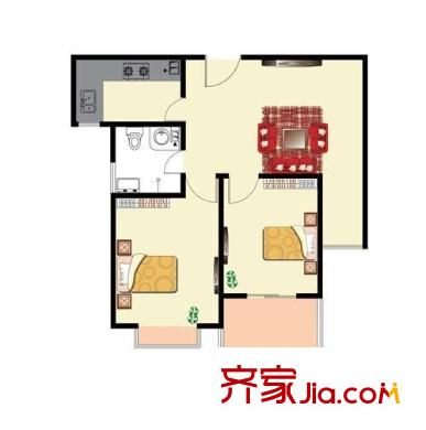明德怡心居 戶型圖 2室2廳1衛(wèi) 