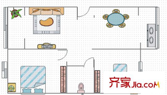 明德怡心居 戶型圖 2室2廳1衛(wèi) 