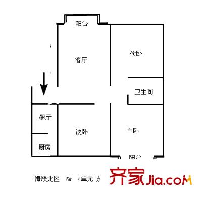 海聯(lián)小區(qū) 3室 戶型圖
