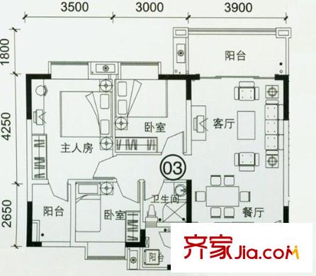 紫薇花園 3室 戶型圖