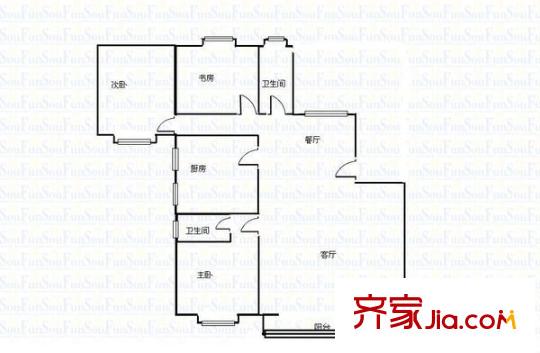 紫薇花園 3室 戶型圖