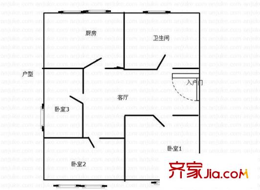 頤馨花園 戶型圖 3室2廳1衛(wèi)