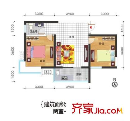 昆明花園戶型圖戶型圖 2室2廳1衛(wèi)1廚