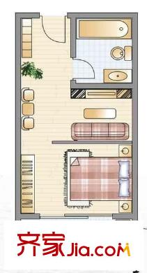 驪馬豪城 1室 戶型圖