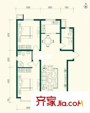 吉源晶鑫麗座 2室 戶型圖