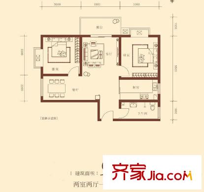  榕青無(wú)界 戶型圖 2室2廳1衛(wèi)