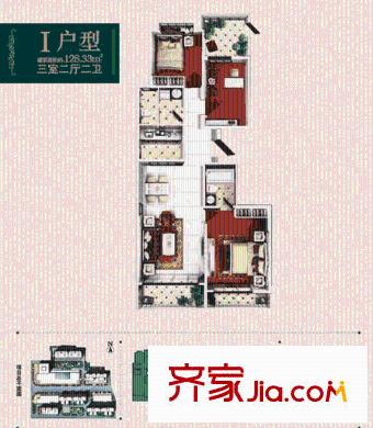  常春藤花園 戶型圖   3室