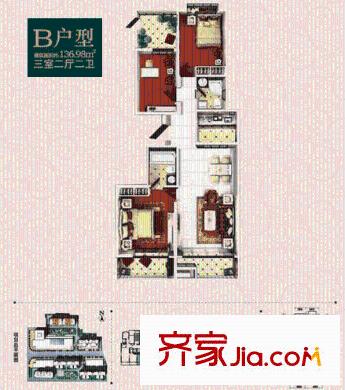  常春藤花園 戶型圖   3室