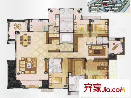 萬(wàn)科金域曲江戶型圖J戶型 4室4廳4衛(wèi)5廚