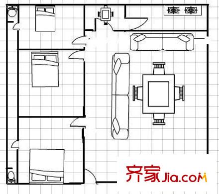 悅明園小區(qū)  戶型圖 3室2廳1衛(wèi)