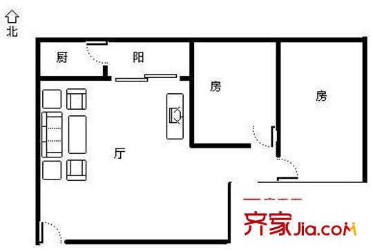 悅明園小區(qū) 2室 戶型圖
