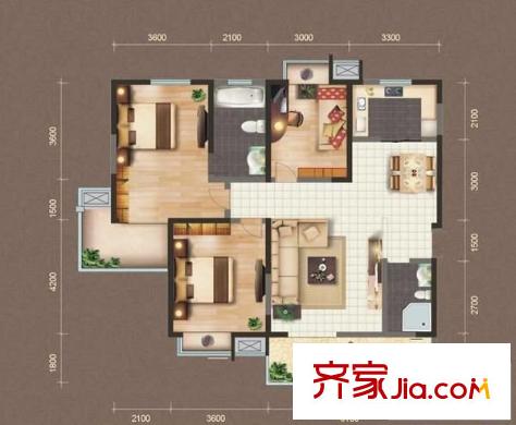 蘭喬圣菲  戶型圖 3室2廳2衛(wèi)