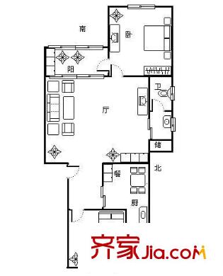 明德門小區(qū) 2室 戶型圖