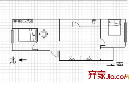 明德門小區(qū) 2室 戶型圖