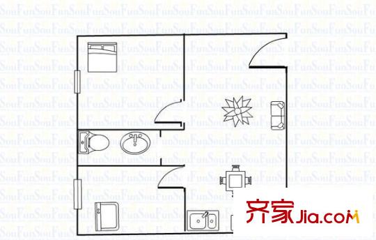 明德門小區(qū) 2室 戶型圖