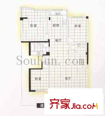 鑫泰園小區(qū)戶型圖3室2廳2衛(wèi)1廚
