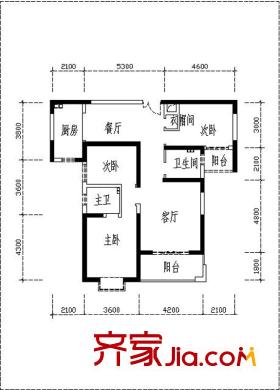 曲江觀山悅128.46平戶型圖 3室2廳2衛(wèi)1廚