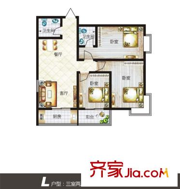 鑫泰園小區(qū) 戶型圖 3室2廳2衛(wèi) 117平方米