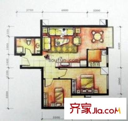 西雅圖翡翠城 2室 戶型圖