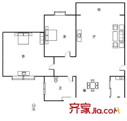 豪盛時(shí)代華城 2室 戶型圖