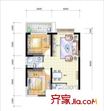 菁華名門 戶型圖 2室2廳1衛(wèi)