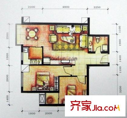 西雅圖翡翠城 2室 戶型圖